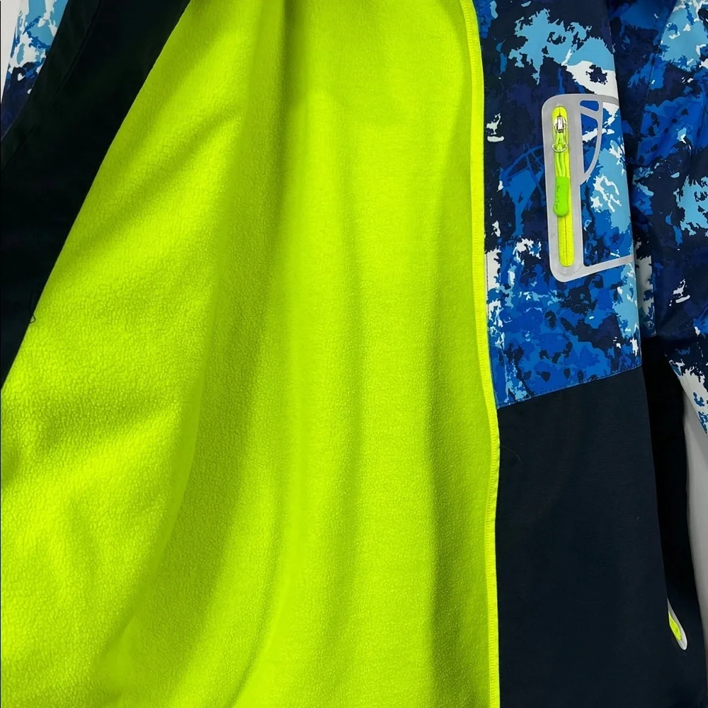 Top & Sky 140 Kids (Ages 8-9) Fleeced Lined Jacket w/Hood Navy Lime Green Zip